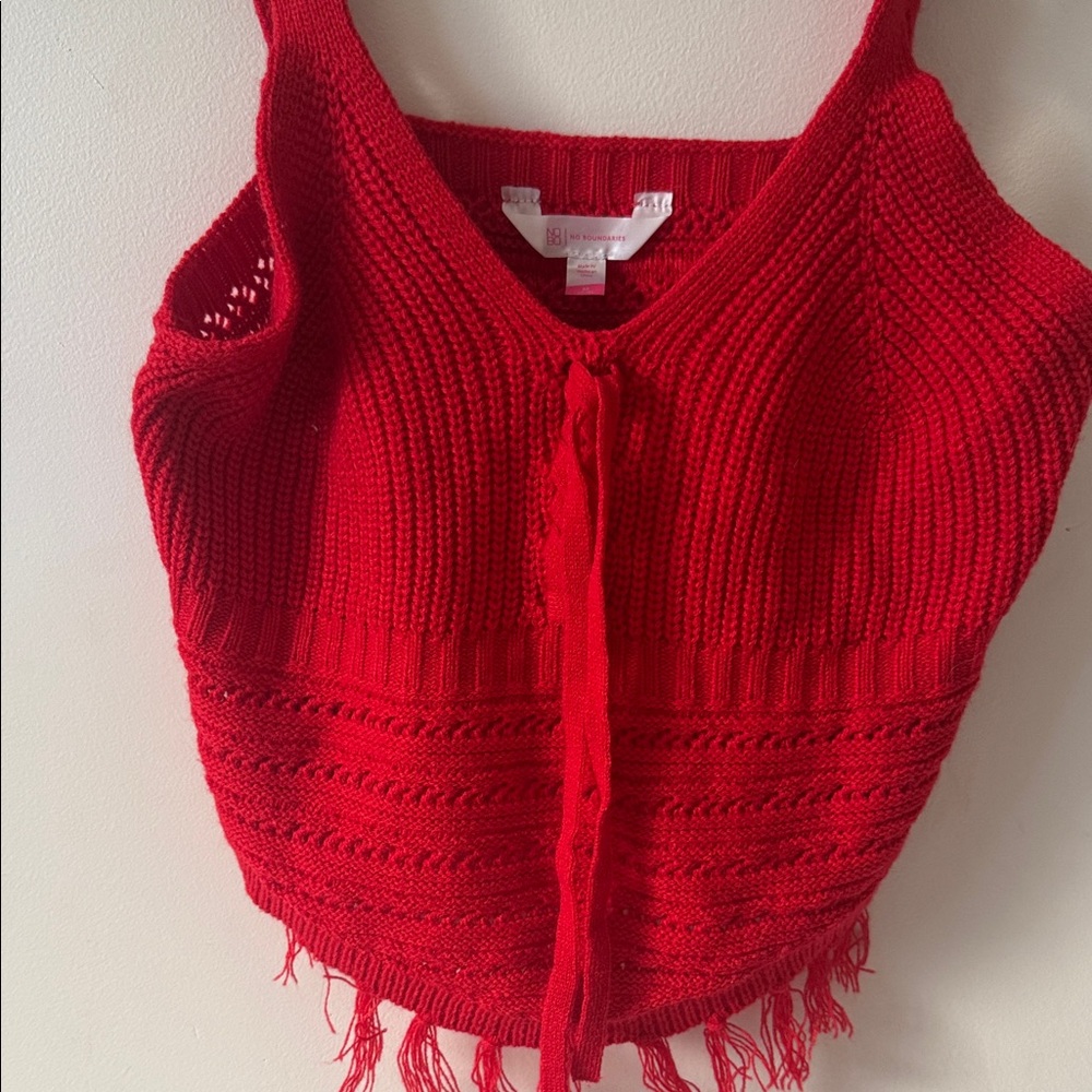 No Boundaries Red Knit Crop Top